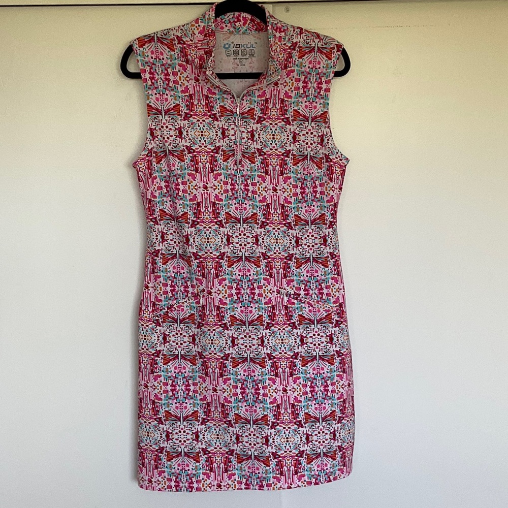 IBKUL Ridley Print Sleeveless Mock Neck Dress